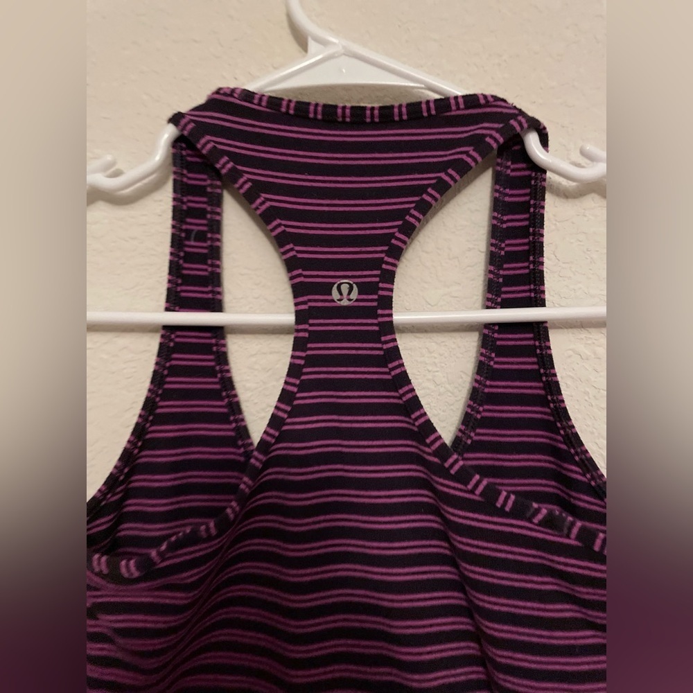 Lululemon Cool Racerback Double Trouble Stripe Ultra Violet Black Grape size 2 - Picture 5 of 8